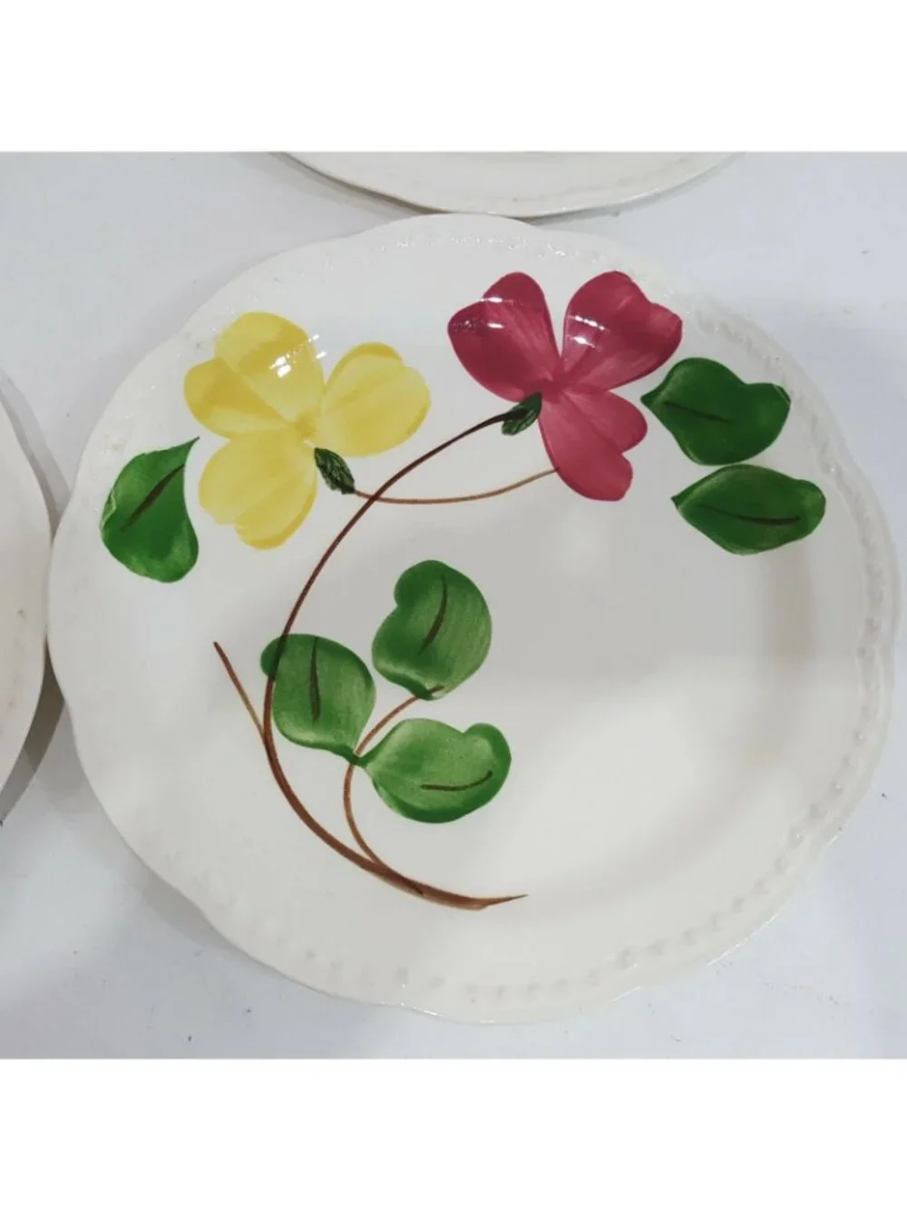 4 Vintage Heritage Ware Stetson Hand Painted Floral Dinner Plate 9.50 Inch White